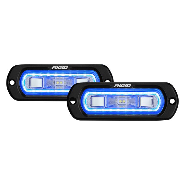Rigid Industries® - SR-L Series Flush Mount 4.5"x1.5" 2x14W Wide Driving Beam LED Lights with Blue Halo