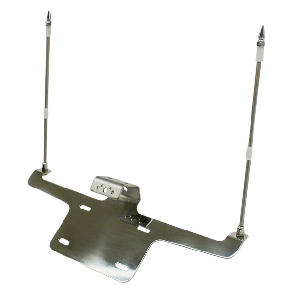 Rivco® - Lay-Down License Plate Bracket with Double Flag Holder