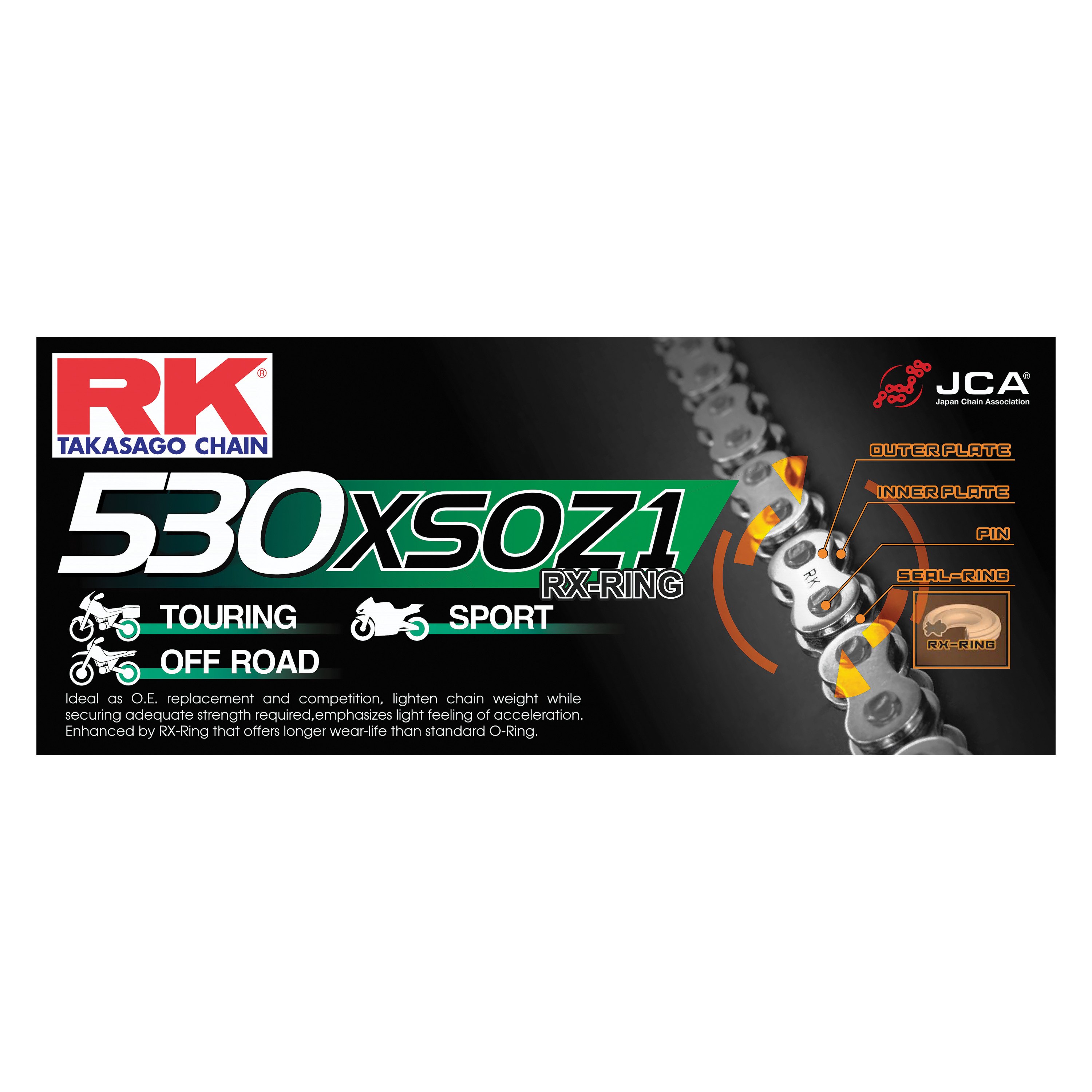 RK Excel America® GB530XSOZ1-150 - XSO RX-Ring Series Chain