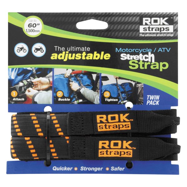 ROK Straps® - Heavy-Duty Adjustable Black / Orange Stretch Straps