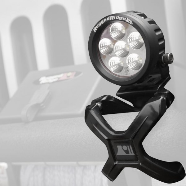 Rugged Ridge® - Tube Mount 3.5" 18W Round Driving Beam LED Light Kit with 1.25" to 2" Black X-Clamp