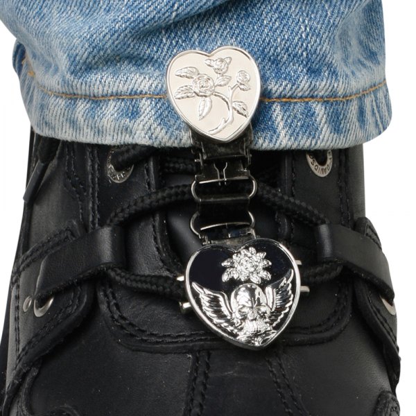 Ryder Clips® - Heart/Skull Chrome Laced Boot Type