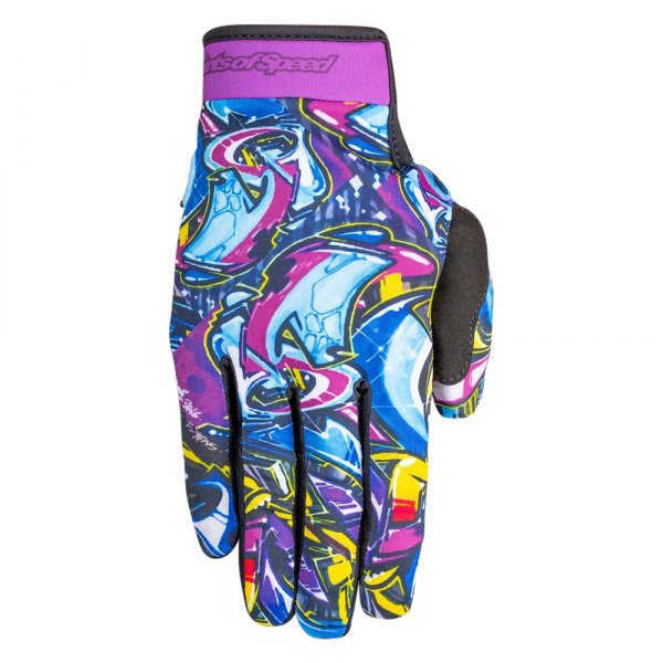 Saints of Speed® - Graffiti Men's Gloves (Medium, Purple/Blue)