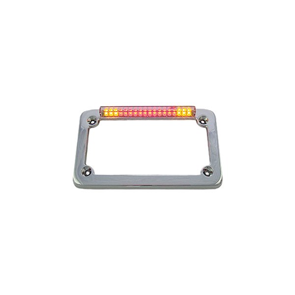 Signal Dynamics® - BackOFF™ Classic Style LED Chrome License Plate Frame with Turn Signals and Clear "Euro" Lens