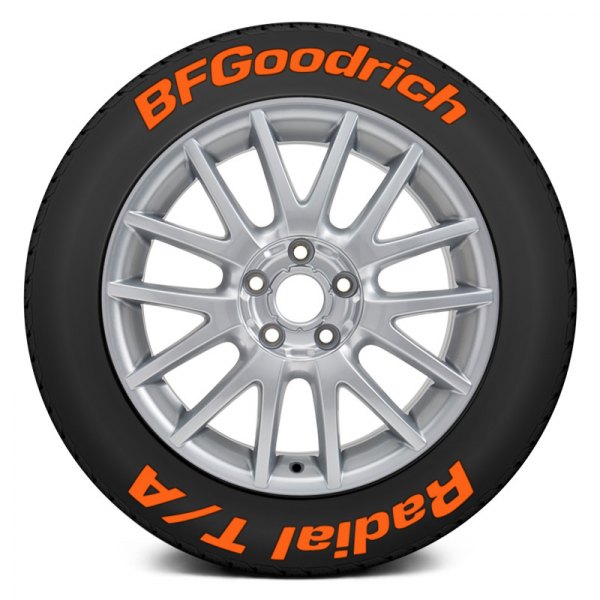Tire Stickers® - Orange "BF Goodrich Radial T/A" Tire Lettering Kit
