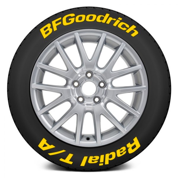 Tire Stickers® - Yellow "BF Goodrich Radial T/A" Tire Lettering Kit
