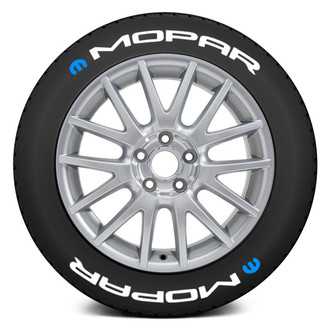 Tire Stickers® - White "Mopar" Tire Lettering Kit With Blue Logo