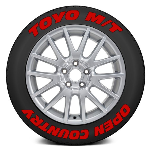 Tire Stickers® - Red "Toyo M/T Open Country" Tire Lettering Kit