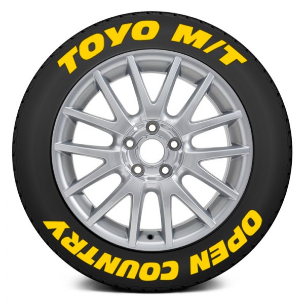 Tire Stickers® - Yellow "Toyo M/T Open Country" Tire Lettering Kit