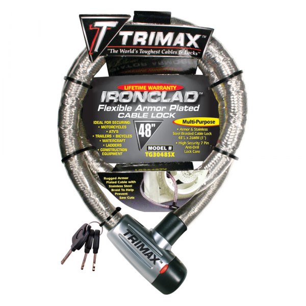 Trimax® - Ironclad™ Max Security Armor Plated Stainless Steel Locking Cable