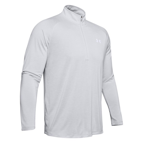 Under Armour® - Men's Tech™ 2.0 Medium Halo Gray/White 1/2 Zip Long Sleeve T-Shirt