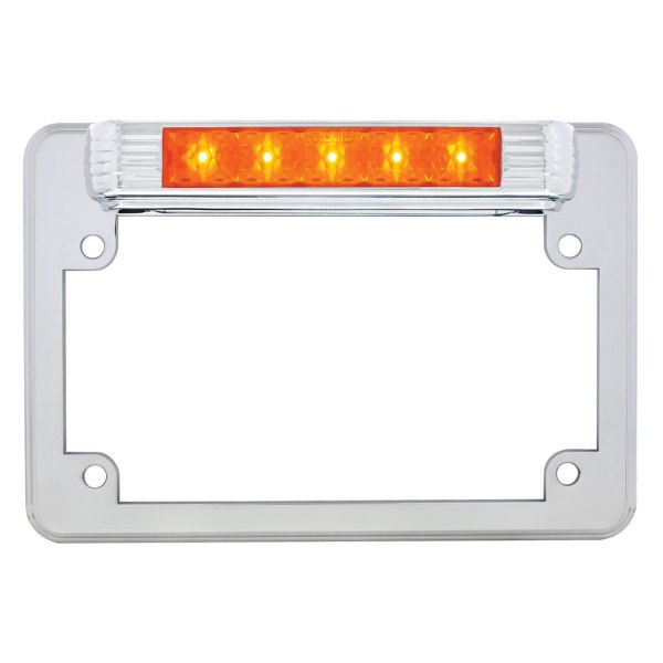 United Pacific® - Chrome Motorcycle License Plate Frame with 3rd Brake and License LED Lights