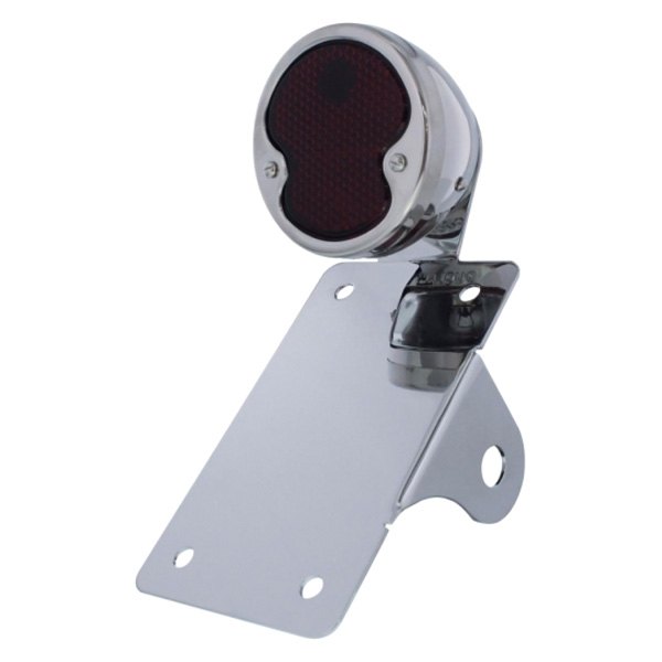 United Pacific® - Chrome Vertical Side Mount License Plate Bracket with 1932 Ford Style "DUO Lamp" Tail Light
