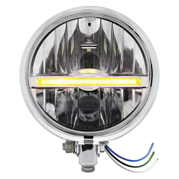 United Pacific® - 5 3/4" Round Bottom Mount Chrome LED Headlight
