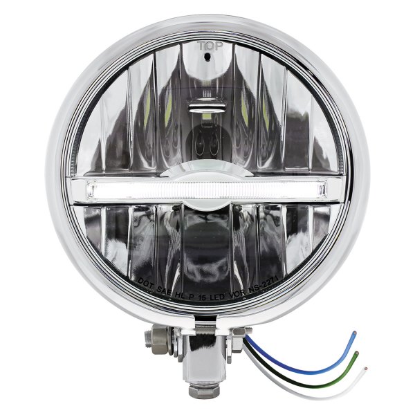 United Pacific® - 5 3/4" Round Bottom Mount Chrome LED Headlight