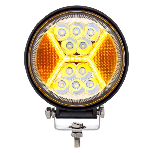United Pacific® - 4.5" Round Flood and Spot Beam LED Light with Amber "X" Light Guide