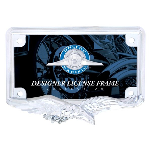 United Pacific® - Designer Eagle Style Chrome Motorcycle License Plate Frame