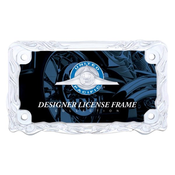 United Pacific® - Designer Flame Style Chrome Motorcycle License Plate Frame