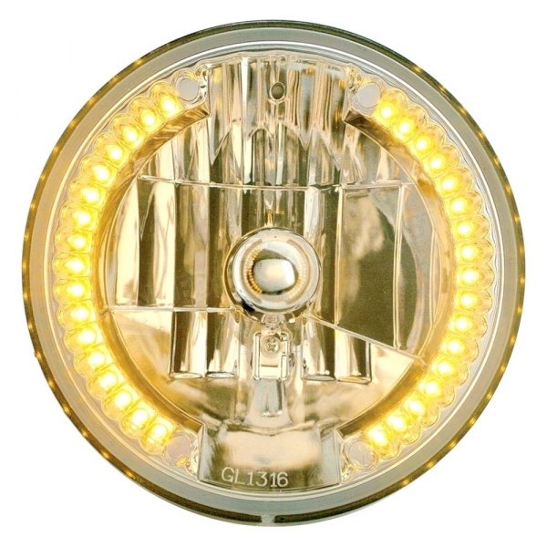 United Pacific® - 7" Round Chrome Crystal Headlight with Amber LED Position Light