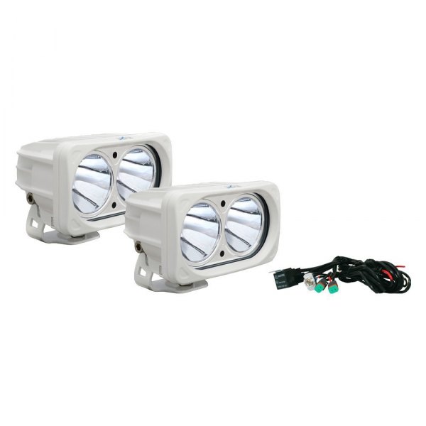 Vision X® - Optimus Series 5.83"x3.57" 2x20W Rectangular White Housing Narrow Beam LED Lights, Full Set