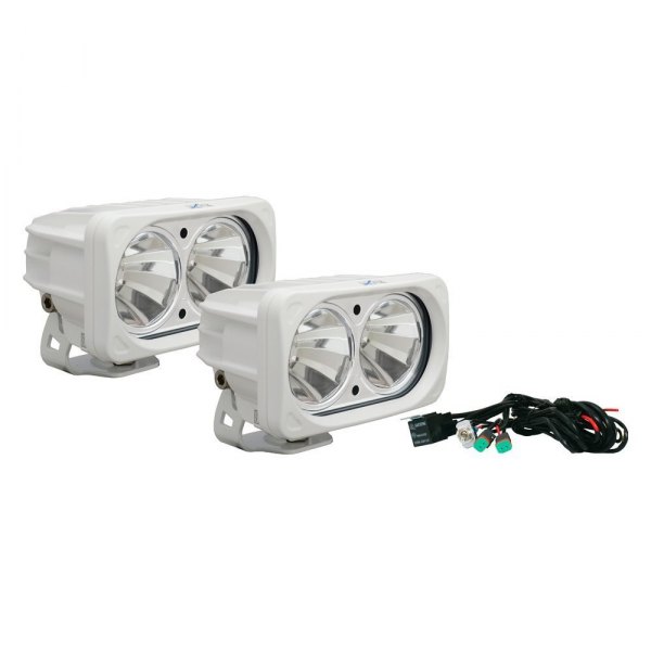 Vision X® - Optimus Series 5.83"x3.57" 2x20W Rectangular White Housing Flood Beam LED Lights, Full Set