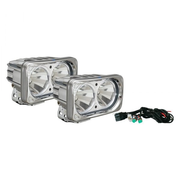 Vision X® - Optimus Series 5.83"x3.57" 2x20W Rectangular Chrome Housing Flood Beam LED Lights, Full Set