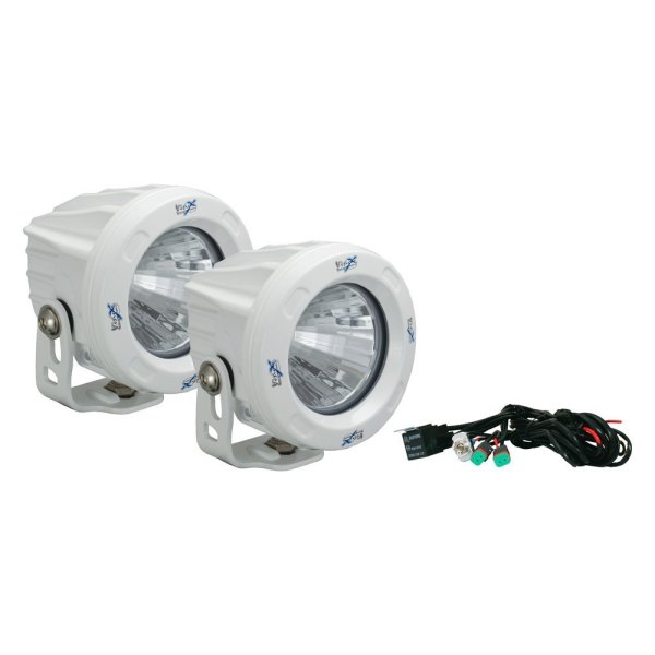 Vision X® - Optimus Series 3.7" 2x10W Round White Housing Medium Beam LED Lights, Full Set