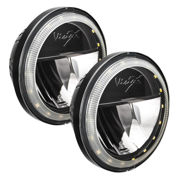 Vision X® - Vortex 4.5" 2x10W Round Black/Chrome Housing Driving Beam LED Lights with Halo
