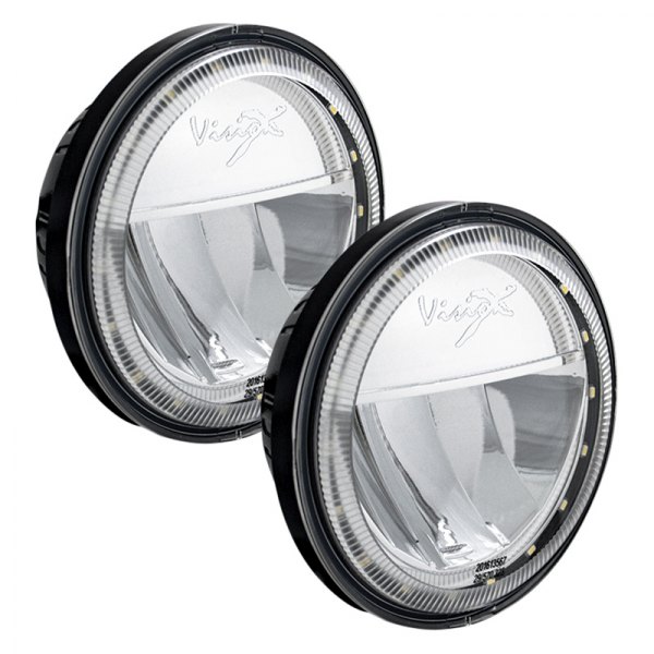 Vision X® - Vortex 4.5" 2x10W Round Chrome Housing Driving Beam LED Lights with Halo