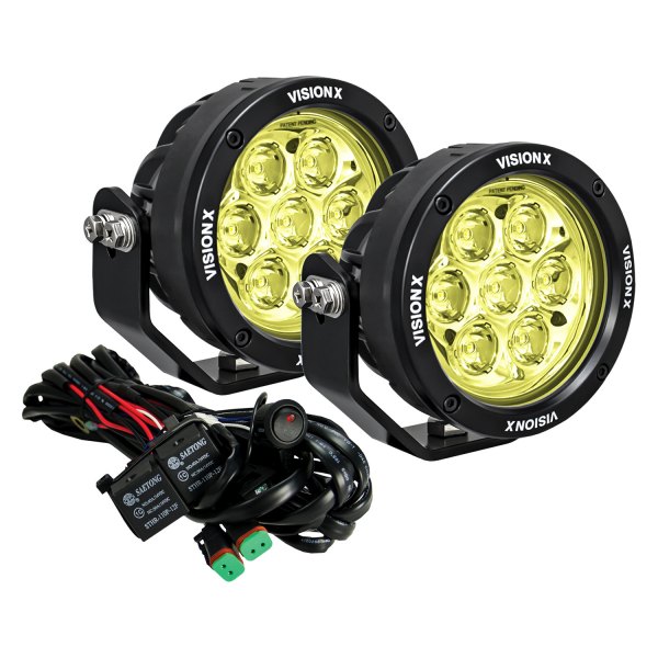 Vision X® - Cannon CG2 Selective Yellow 4.5" 49W Round Narrow Beam LED Lights, Full Set