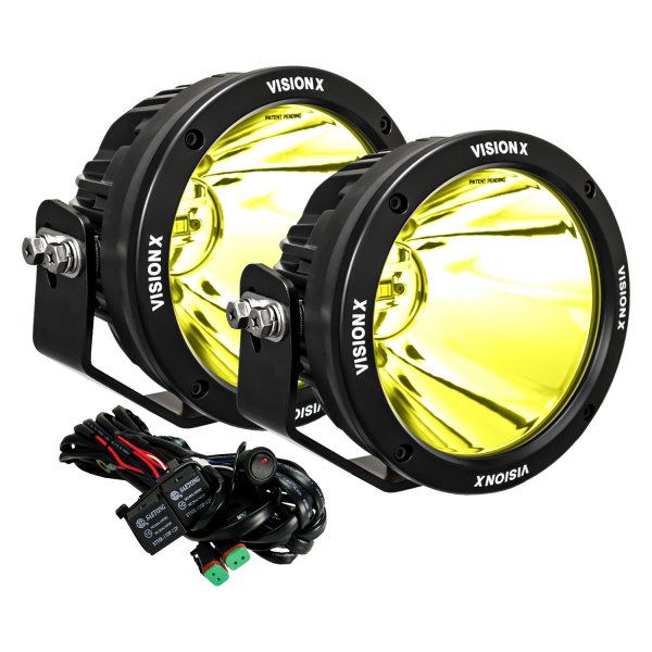 Vision X® - Cannon CG2 Selective Yellow 6.7" 2x70W Round Spot Beam LED Lights, Full Set