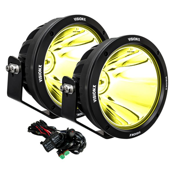 Vision X® - Cannon CG2 Selective Yellow 8.7" 2X120W Round Spot Beam LED Lights, Full Set