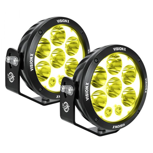 Vision X® - Cannon ADV Selective Yellow 6.7" 2x80W Round Mixed Beam LED Lights with Halo