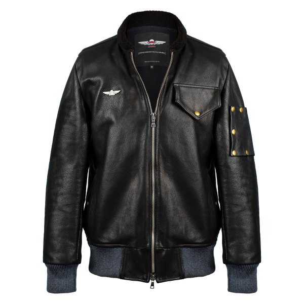 VKTRE® - The Aviator Full Grain Leather Jacket (Large, Black)