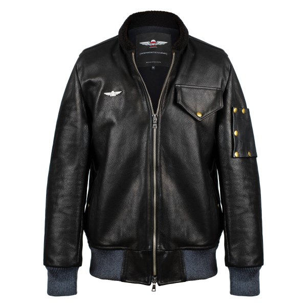 VKTRE® - The Aviator Full Grain Leather Jacket (Small, Black)