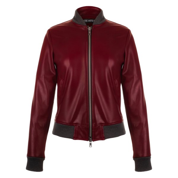 VKTRE® - Ladies Aviator Motorcycle Jacket (X-Large, Cherry red)
