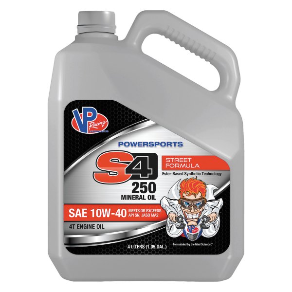 VP Racing Fuels® - S4-250 4T SAE 10W-40 Conventional Engine Oil, 4 Liters