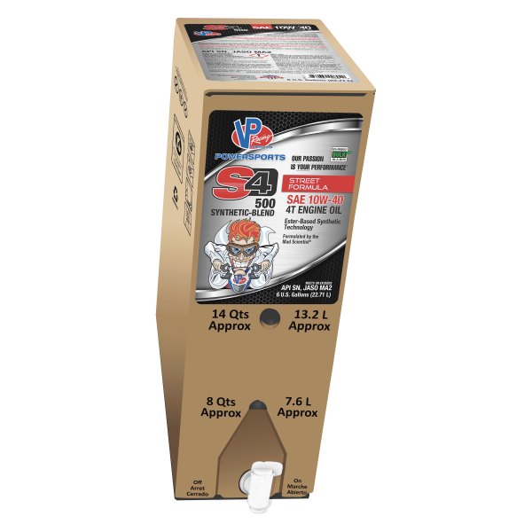 VP Racing Fuels® - S4-500 4T SAE 10W-40 Semi-Synthetic Engine Oil, 6 Gallons x 1 Box