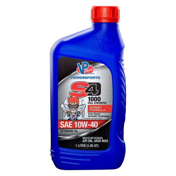 VP Racing Fuels® - S4-1000 4T SAE 10W-40 Full-Synthetic Engine Oil, 6 Gallons x 1 Box
