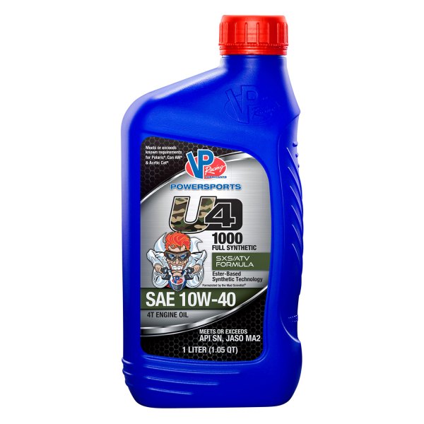 VP Racing Fuels® - U4-1000 4T SAE 10W-40 Full-Synthetic Engine Oil, 6 Gallons x 1 Box
