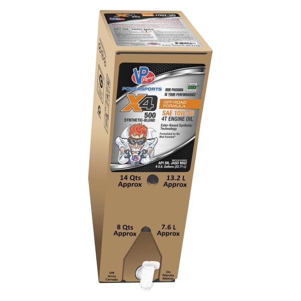 VP Racing Fuels® - X4-500 4T SAE 10W-40 Semi-Synthetic Engine Oil, 6 Gallons x 1 Box