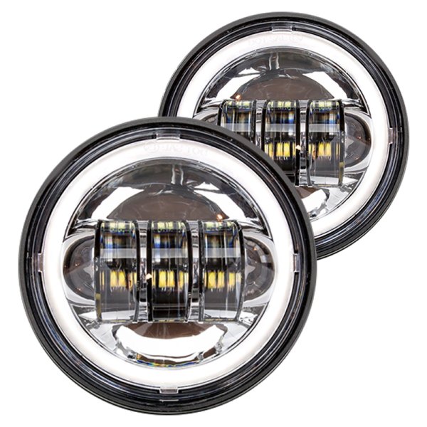 XKGlow® - XKChrome App Controlled 4.5" Chrome Housing LED Lights with RGB and Switchback Halo
