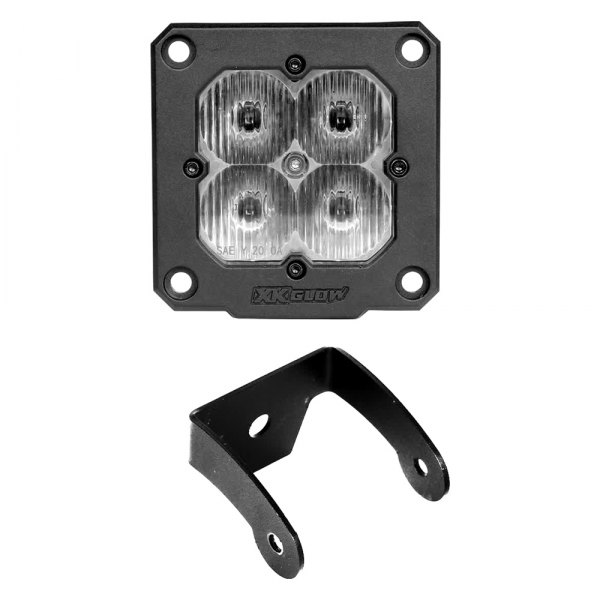 XKGlow® - XKChrome C3 Series Flush Mount 3" 20W Cube Driving Beam LED Light, with RGB Accent Lighting, Full Set