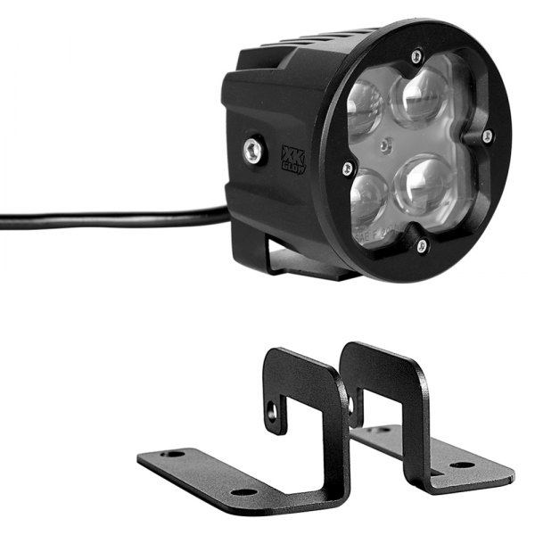 XKGlow® - XKChrome C3 Series 3" 2x20W Cube Fog Beam LED Lights, with Round Front Plate, Full Set