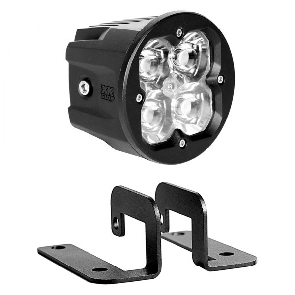 XKGlow® - XKChrome C3 Series 3" 20W Cube Spot Beam LED Light, with Round Front Plate, Full Set