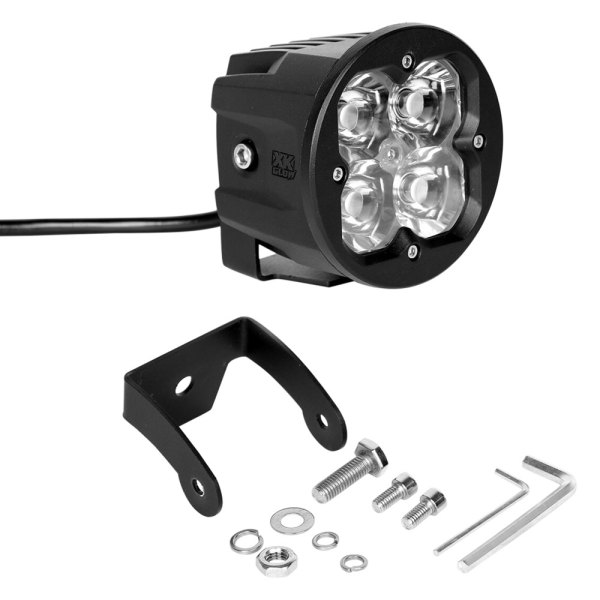 XKGlow® - XKChrome C3 Series 3" 2x20W Cube Spot Beam LED Lights, with Round Front Plate, Full Set