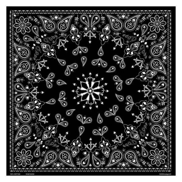 ZANheadgear® - Cotton Black Paisley Bandanna (22 X 22 IN, Black)