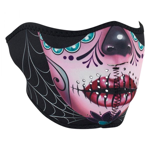 ZANheadgear® - Neoprene Sugar Skull Half-Face Mask (Sugar Skull Reversible To Purple)