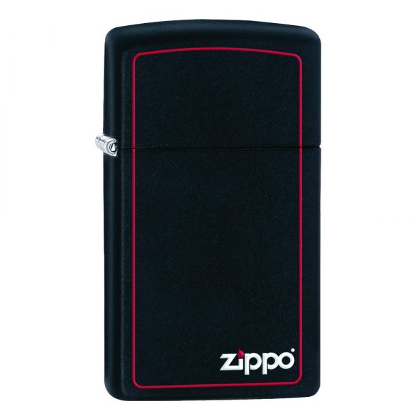 Zippo® - Slim™ Matte Black Lighter with Red Border and Zippo Logo