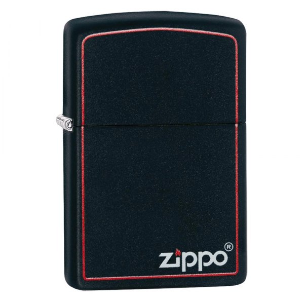 Zippo® - Matte Black Lighter with Red Border and Zippo Logo